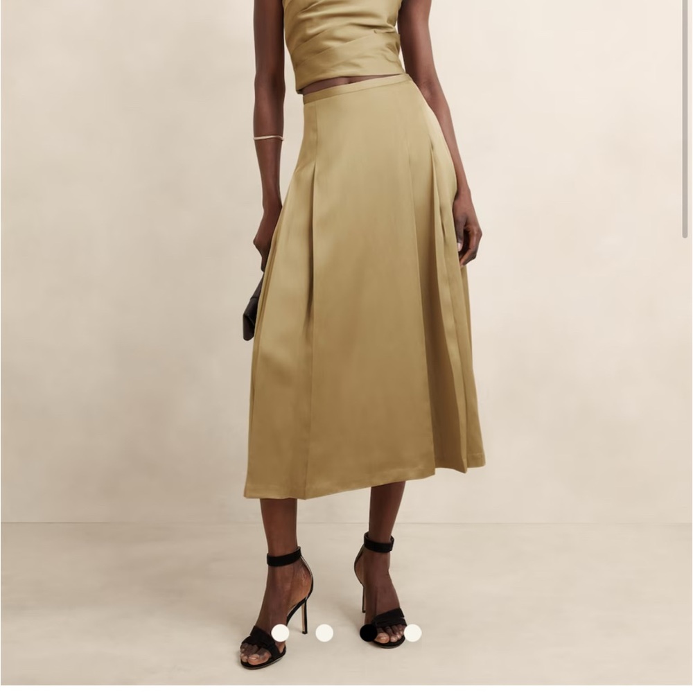 Banana Republic Factory SLUB SATIN PLEATED MIDI SKIRT
